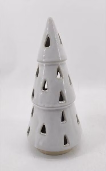 Love Lace White Ceramic Cut-Out Tree Tabletop Christmas Decoration with LED Lights