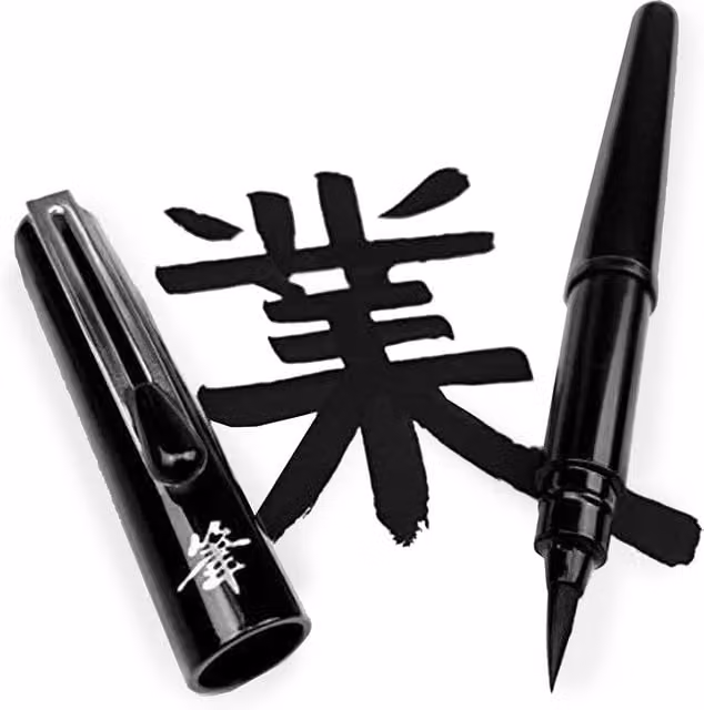 Pentel Pocket Brush Pen in Black with 2 Ink Cartridge Refills