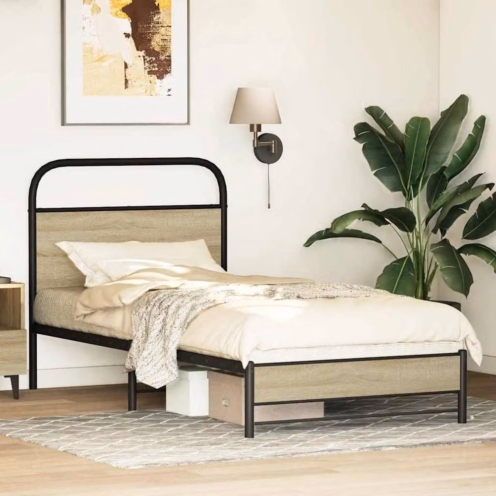Berkfield Home Elegant Small Single Bed Frame in Sonoma Light Oak Wood, W/D/H: 80 x 190 cm – 2