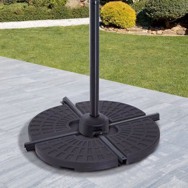 Outsunny 4-Piece Portable Parasol Umbrella Base Stand in Black
