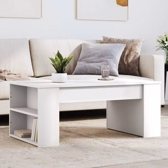 Berkfield Home White Coffee Table in Engineered Wood W/D/H: 102 x 55 x 42 cm – 1