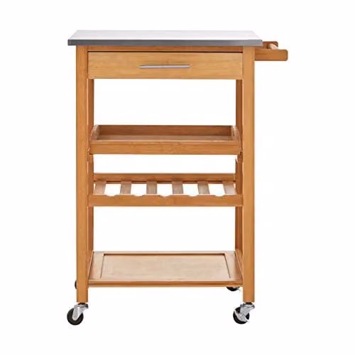 Premier Housewares Bamboo Kitchen Trolley, Brown, W/D/H: 41 x 58 x 87 cm