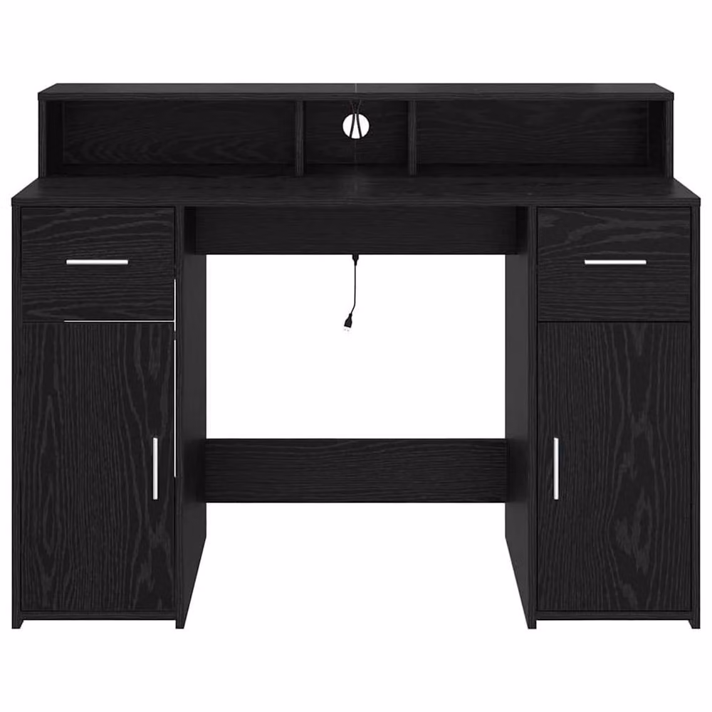 Berkfield Modern Writing Desk in Black Oak and Brown MDF, W/D/H: 120 x 55 x 91 cm – 4