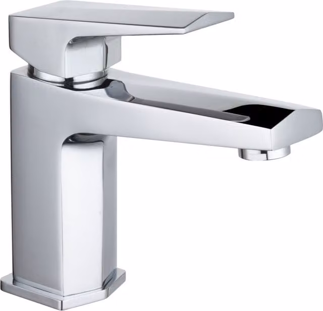 Balterley Square Mono Basin Mixer Tap with Single Lever and Push Button Waste, Chrome
