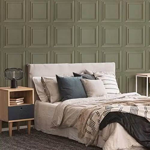 Graham & Brown Abstract Geometric Wallpaper in Green and Grey