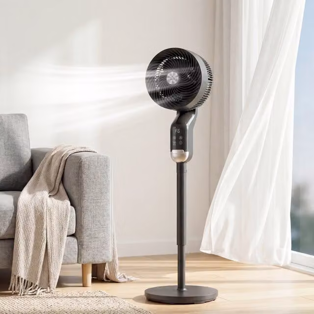 HOMCOM Black Oscillating Pedestal Standing Fan for Bedroom