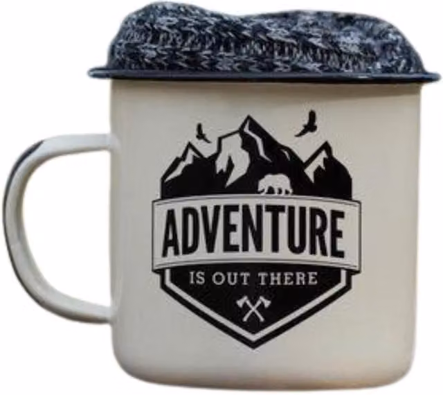 Fizz Creations Wayfarer Campfire Enamel Mug and Sock Gift Set in Red and Beige – 4