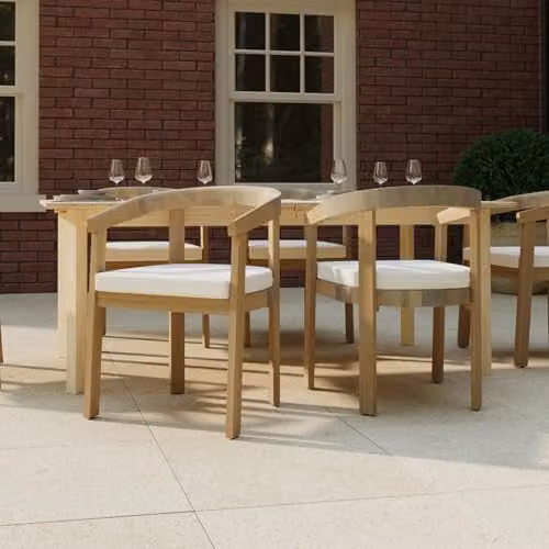 Charles Bentley Delgada Acacia Wood Outdoor Dining Chairs with Cushions, Set of 2, Brown