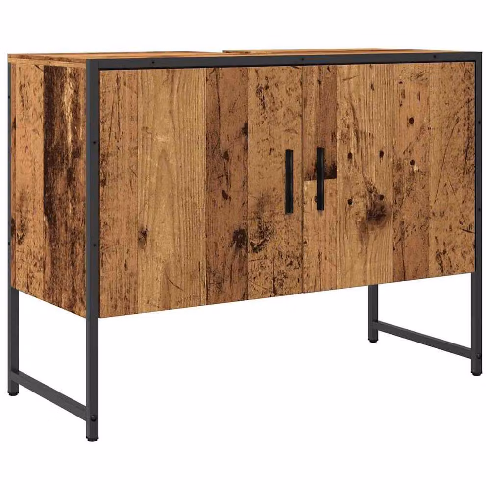 Berkfield Home Rustic Brown Bathroom Sink Cabinet in Engineered Wood, W/D/H: 80 x 33 x 60 cm – 3