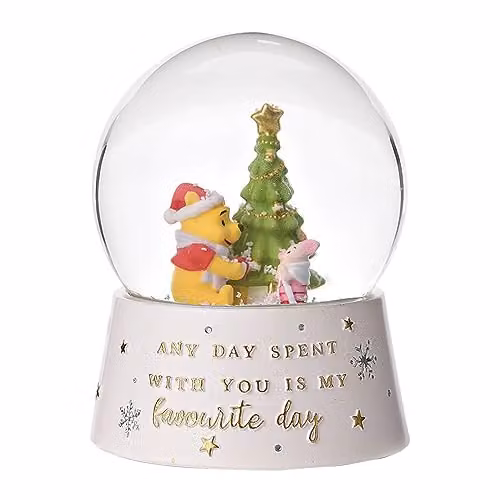 Caths Direct Disney Winnie the Pooh and Piglet Christmas Snow Globe, Multicolour, Height: 10 cm