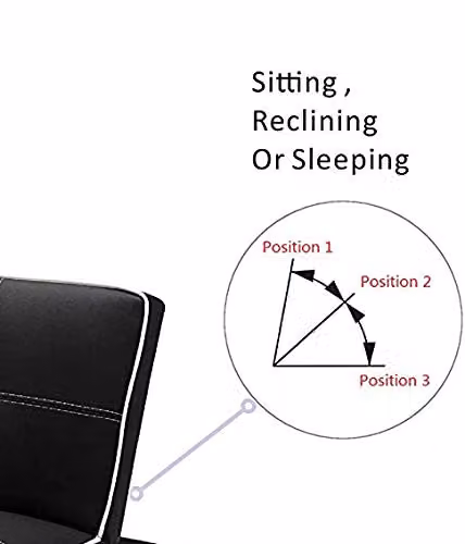 Modernique Foustino Black Faux Leather Click Clack Sofabed with White Stitching, W/D/H: 90 x 190 cm – 3