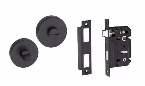 Golden Grace Modern Aura Bathroom Door Handles in Matt Black – 3