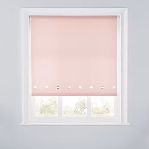 A.Unique Home Trimmable Square Eyelet Roller Blind in Pink, W: 90 cm, H: 170 cm