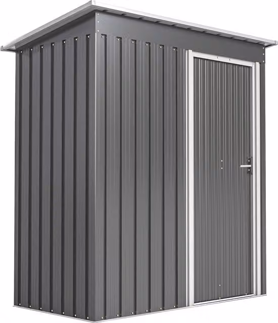 Outsunny Grey Metal Garden Storage Shed with Sliding Door and Sloped Roof