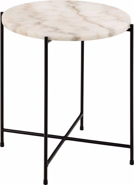 Furniture To Go Avila Side Table with White Marble Top, W/D: 42 x 45 cm
