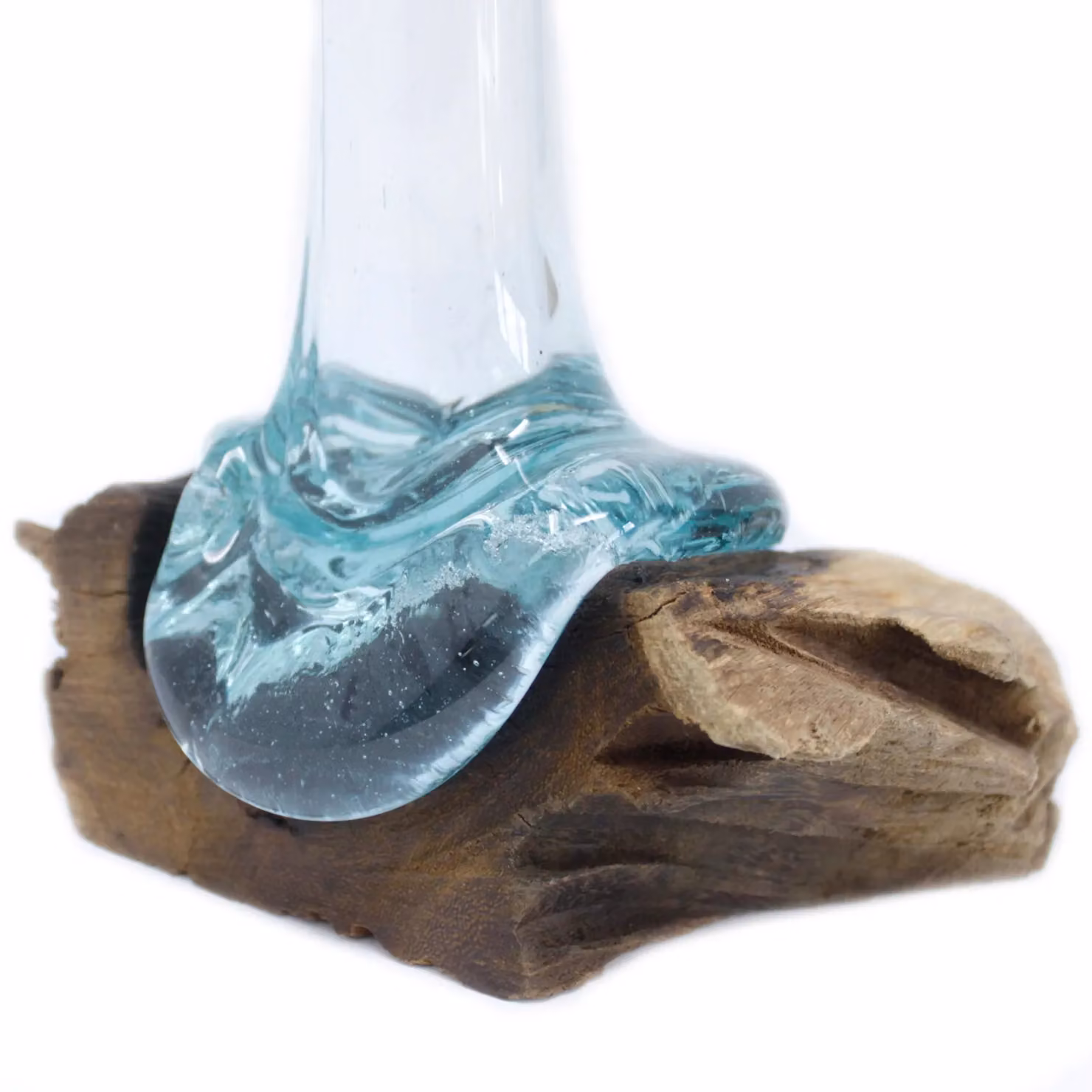 KDMD Molten Glass on Wood Tabletop Vase in Brown – 3