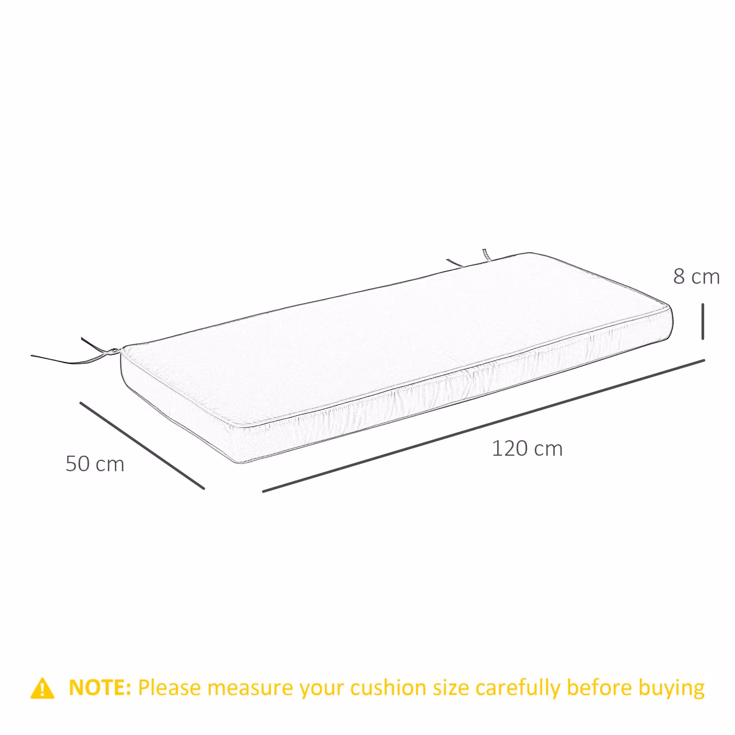 Outsunny Grey 2 Seater Garden Bench Cushion with Water Repellent Polyester Fabric and Foam Filling – 3