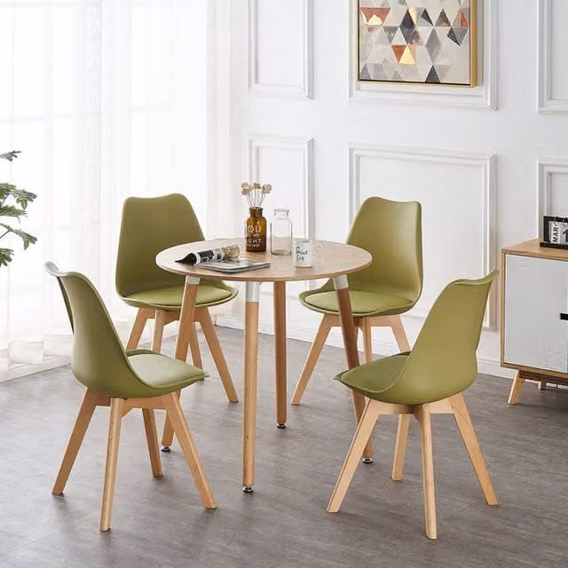 Life Interiors Lorenzo Round Dining Set with Table and 4 Chairs in Green