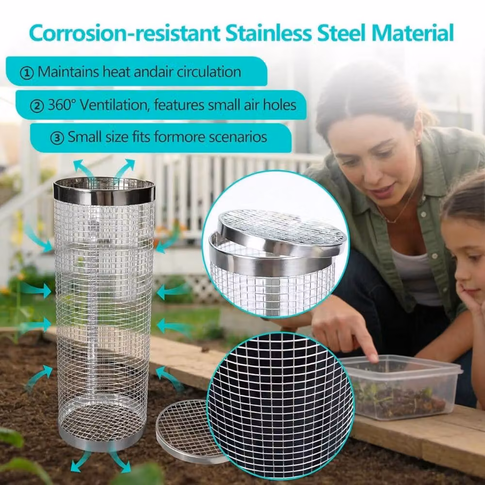 Quipulse Round Stainless Steel Underground Compost Bin with Flip Lid in Silver – 3
