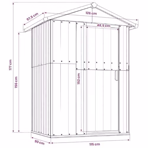 vidaXL Green Galvanised Steel Gable Garden Shed W/D/H: 126 x 97.5 x 177 cm – 3