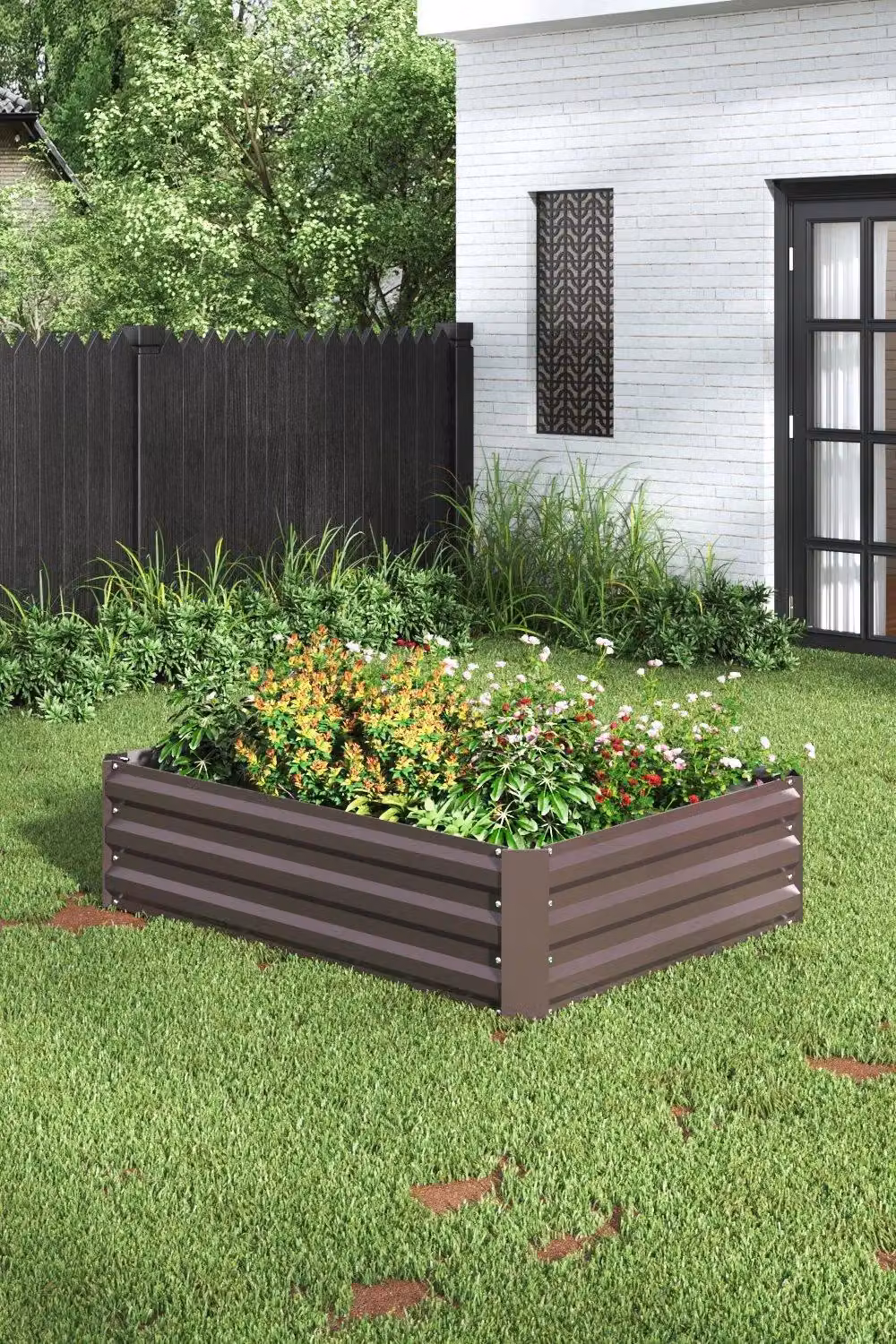 Garden Sanctuary Brown Galvanised Steel Rectangular Raised Garden Bed Planter Box W/D/H: 120 x 90 x 30 cm – 2