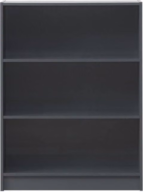 Timber Art Design 3 Tier Wide Bookcase and Display Shelving Unit in Grey with Adjustable Shelves, W/D/H: 106 x 30 x 80 cm