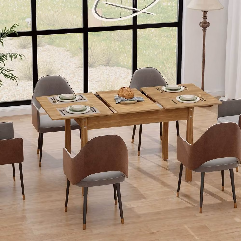 NESTLUNE Extendable Wooden Dining Table in Light Oak, Seats 4-6, W: 100 cm, H: 75 cm, D: 15 cm – 2