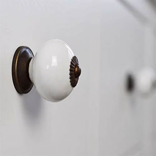Nicola Spring White Polished Ceramic Cupboard and Drawer Knob Pack of 12 – 2