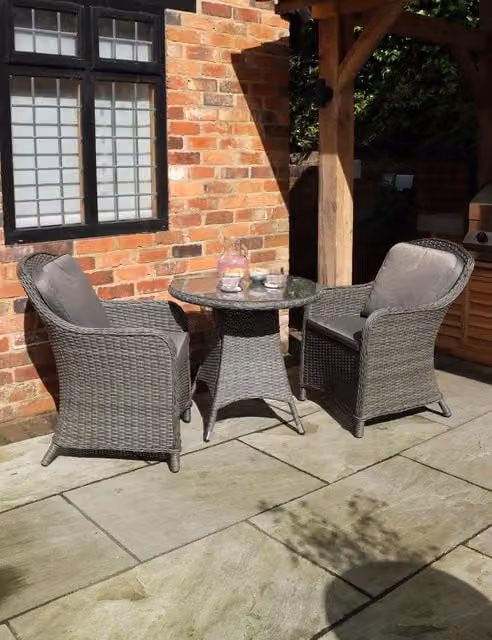 Royalcraft Paris Imperial 2 Seater Bistro Set in Grey with Metal, Rattan and Glass