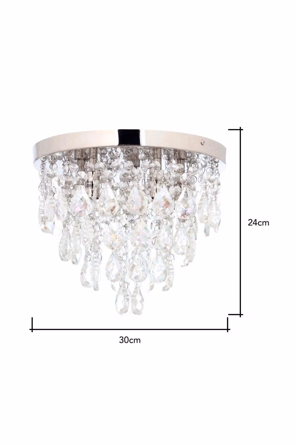 BHS Lighting Lisa Round Crystal Flush Ceiling Light in Silver – 2