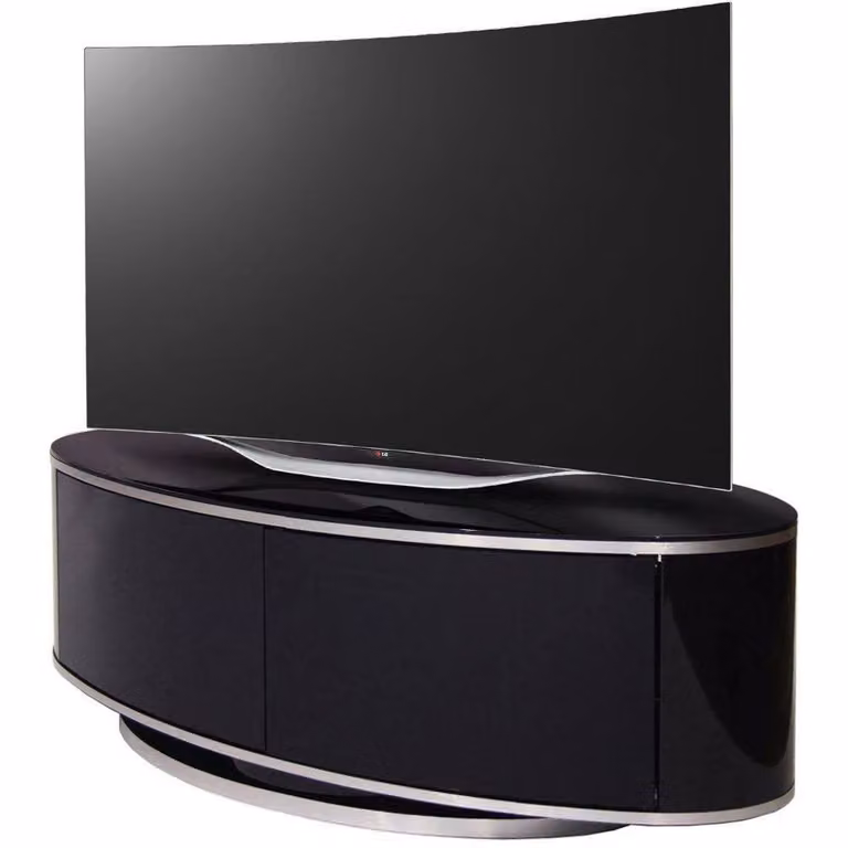MDA Designs Luna Black Remote Friendly Modern Metal TV Stand for up to 50 inch Screens
