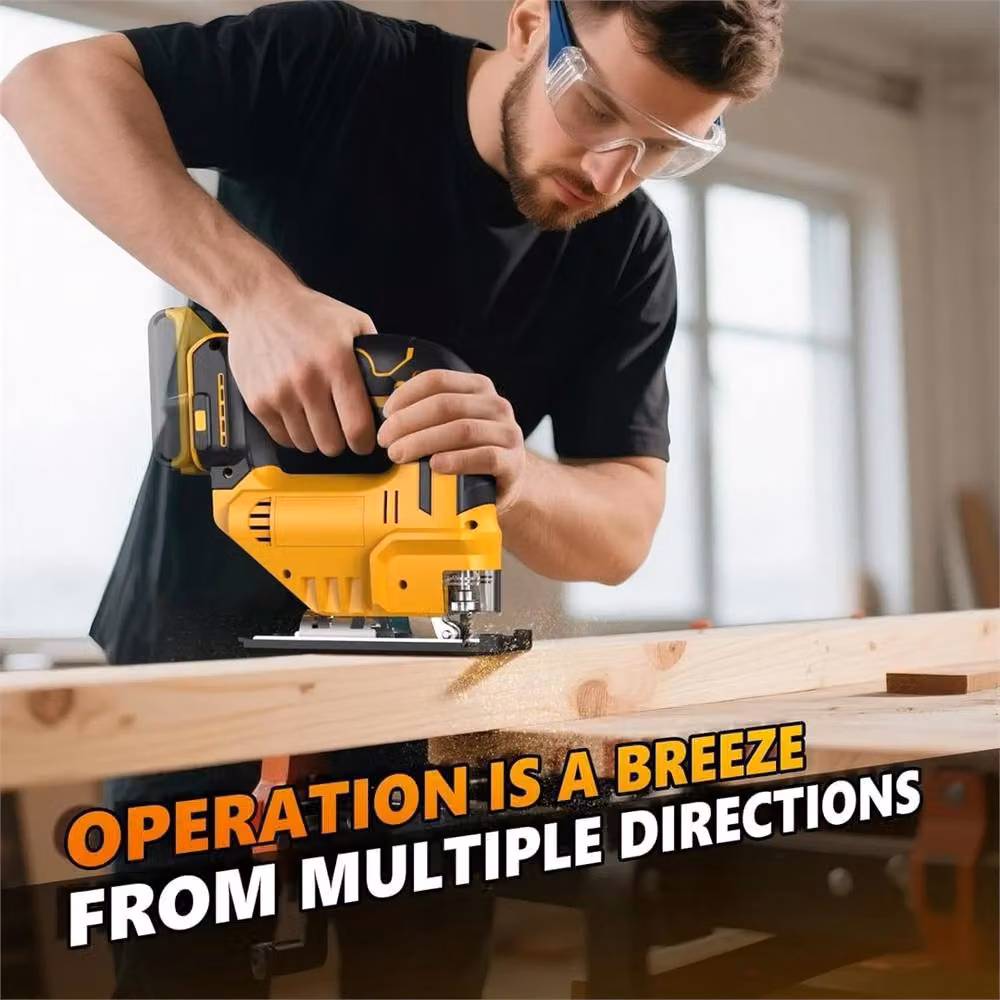SPETLEK Cordless Jig Saw for DeWALT 20V Battery with 0-45 Degree Bevel Cut for Woodworking, Yellow – 6