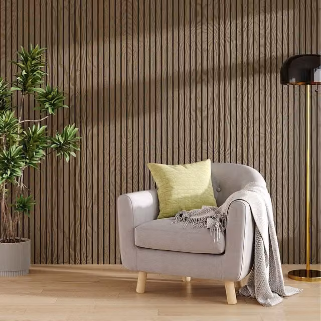 Komore Brown Wood Look Striped Decorative Wall Panel