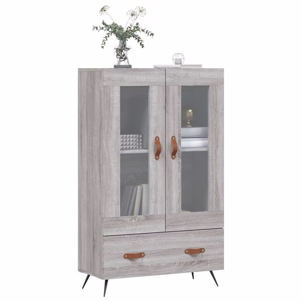 Berkfield Home Grey Sonoma Highboard with Glass Doors, W/D/H: 69.5 x 31 x 115 cm – 3