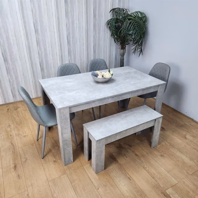 Kosy Koala Modern Rectangular Dining Set in Brown and Grey with Bench and 4 Chairs – 1