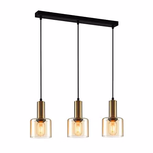 Netlighting Santia Modern 3-Light Bar Pendant Ceiling Light in Copper and White with Glass Shades and E27 Bulbs – 1