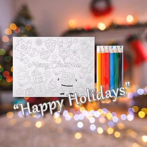 VFM e-Store Christmas Colouring Set with 4 Xmas Themed Designs, Multicolour, W: 32.3 cm, H: 40.3 cm, D: 1.5 cm – 4