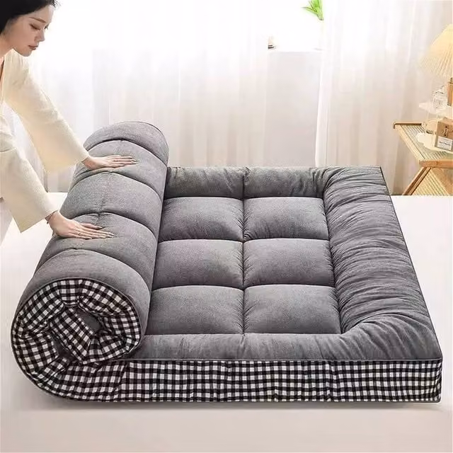 FORGEVIO Grey Japanese Folding Futon Mattress Topper for Children, W: 90 cm, L: 190 cm