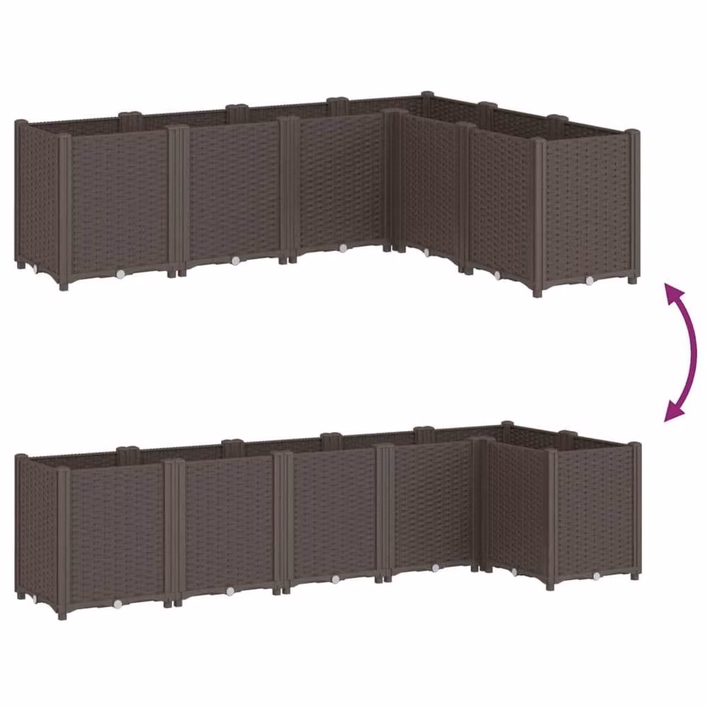 Berkfield Home Brown Plastic Garden Planter Tub W: 160 cm, D: 120 cm, H: 53 cm – 4
