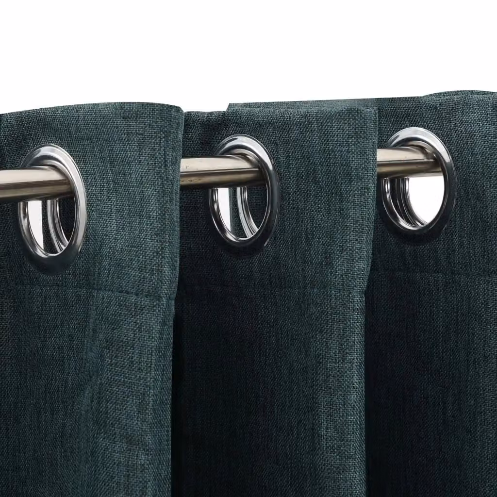 Berkfield Home Linen-Look Blackout Curtains with Eyelets, 2 Pack, Green, W: 140 cm, H: 225 cm – 3