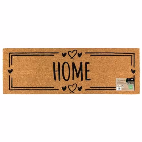 JVL Eco-Friendly Brown Coir Entrance Doormat Runner with Latex Backing, W: 40 cm, L: 120 cm – 1