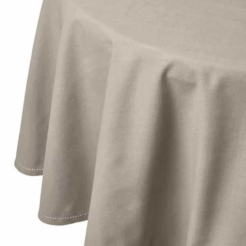 Homescapes Plain Grey Round Cotton Tablecloth, Diameter: 178 cm
