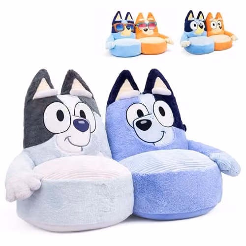 Bluey Muffin & Socks Kids Plush Sofa Chair, Blue and Multicolour, W/D/H: 70 x 70 x 80 cm – 1