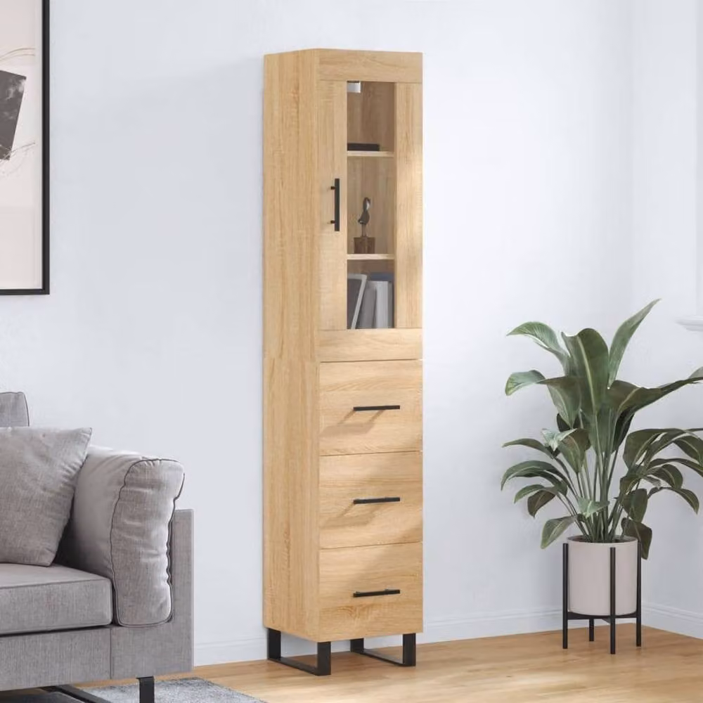 Berkfield Home Sonoma Oak Highboard in Light Brown, W/D/H: 34.5 x 34 x 180 cm – 2