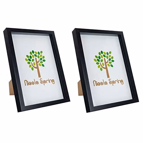 Nicola Spring 3D Shadow Box Photo Frames, Pack of 2, Black, W/H: 20.32 x 32 cm – 1