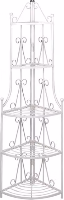Berkfield Home Classic Metal Corner Plant Rack in Matt White