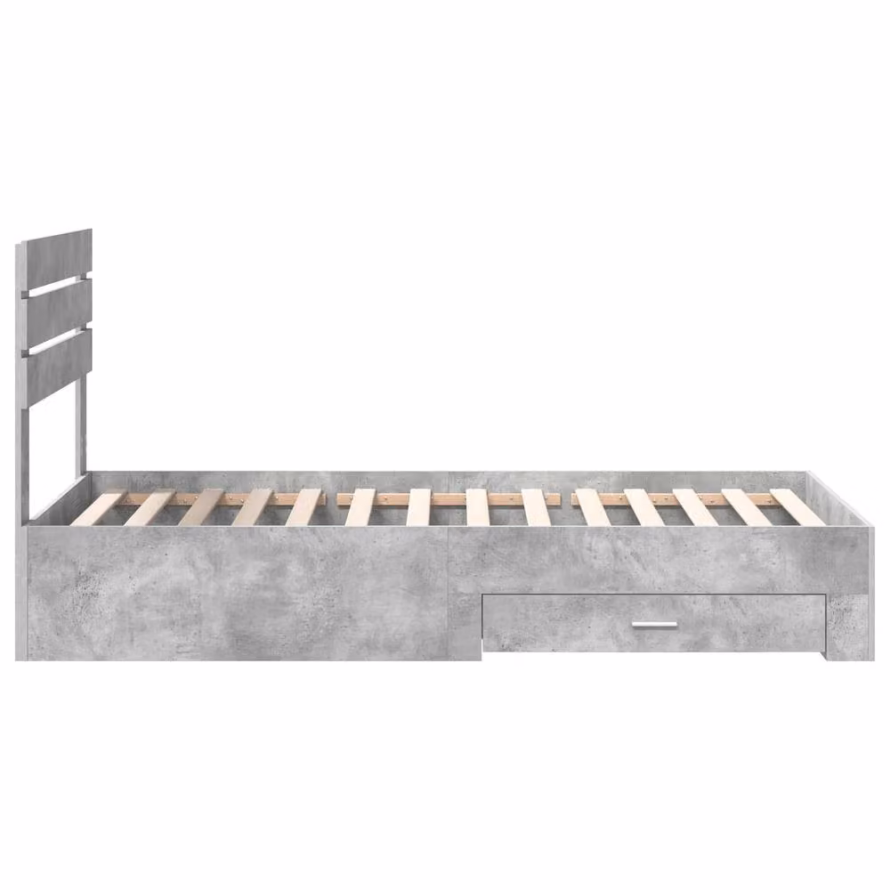 Berkfield Home Modern Bed Frame in Concrete Grey and Silver, Engineered Wood with Drawers, W: 70 cm, L: 190 cm – 2