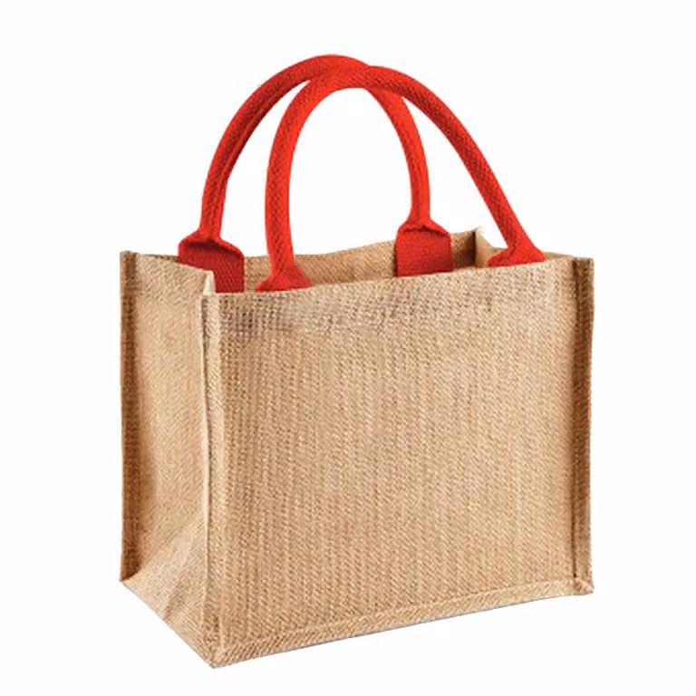 Westford Mill Jute Mini Gift Bag with Handles in Beige (6 l)