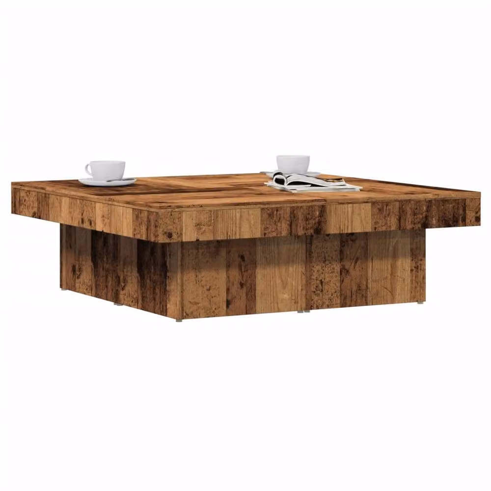Berkfield Home Square Coffee Table in Brown Old Wood, W/D/H: 90 x 90 x 28 cm – 2
