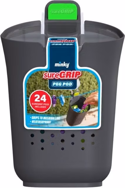 Minky SureGrip Peg Pod Laundry Storage Solution with 24 Pegs in Grey and Multicolour